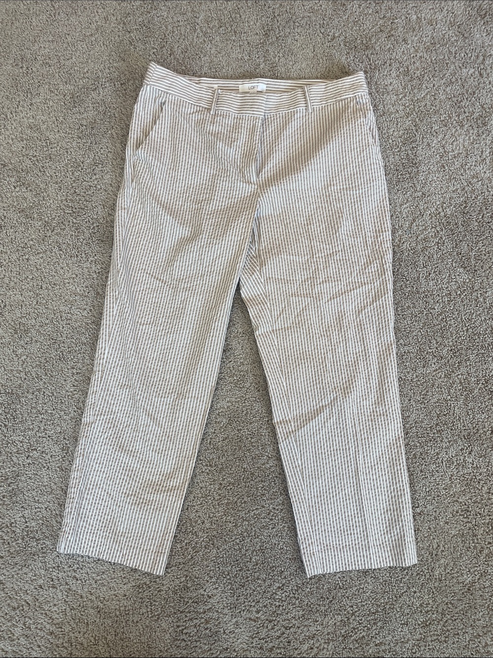 Women’s Seersucker Stripe Pants - Light Gray/White